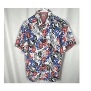 WEIV Men's Large Short Sleeve Hawaiian Tropical Floral Button-Up Shirt